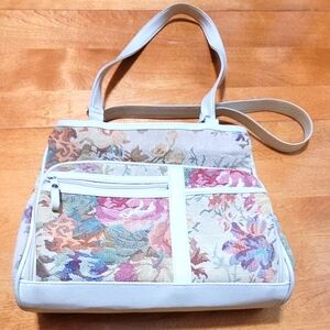 💚 Vintage Vinyl and Tweed Patterned Shoulder Bag